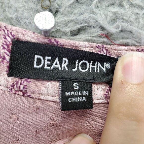 Dear John Top Womens Small Pink Lightweight Long Sleeve Printed Blouse *NWT* - Picture 2 of 12